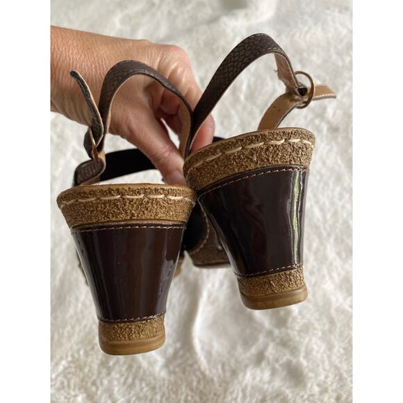 Patrizia by Spring Step Montal Snake Print Slingback Peep Toe Wedge Sz US 8 EU39 - Picture 3 of 9